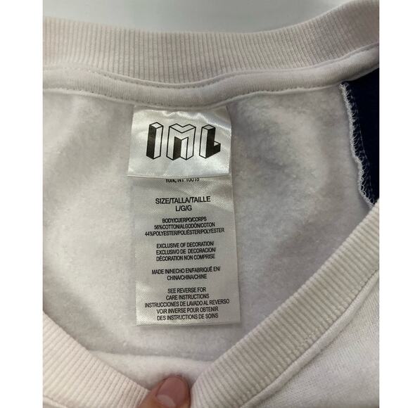 IML~Issaac Morris Limited Large Women's Sweatshirt Color Block Red White Blue - Picture 3 of 8